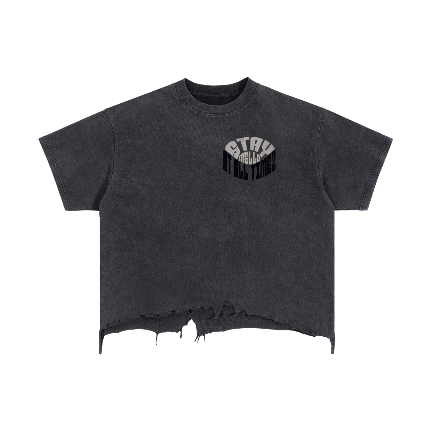 Boxy Distressed Hem T-Shirt