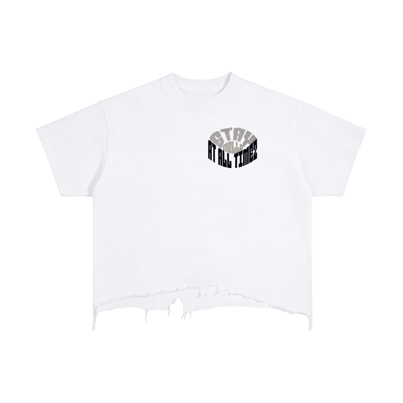 Boxy Distressed Hem T-Shirt